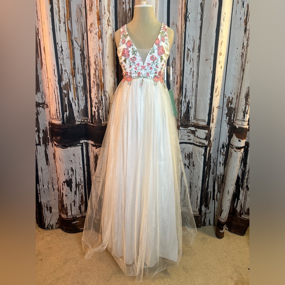 My Michelle White Dress with Floral Details